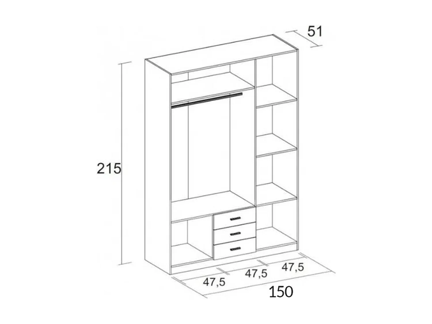 Armario Roma 3 puertas + 3 cajones sahara 215,5x148,9x52,6 cm