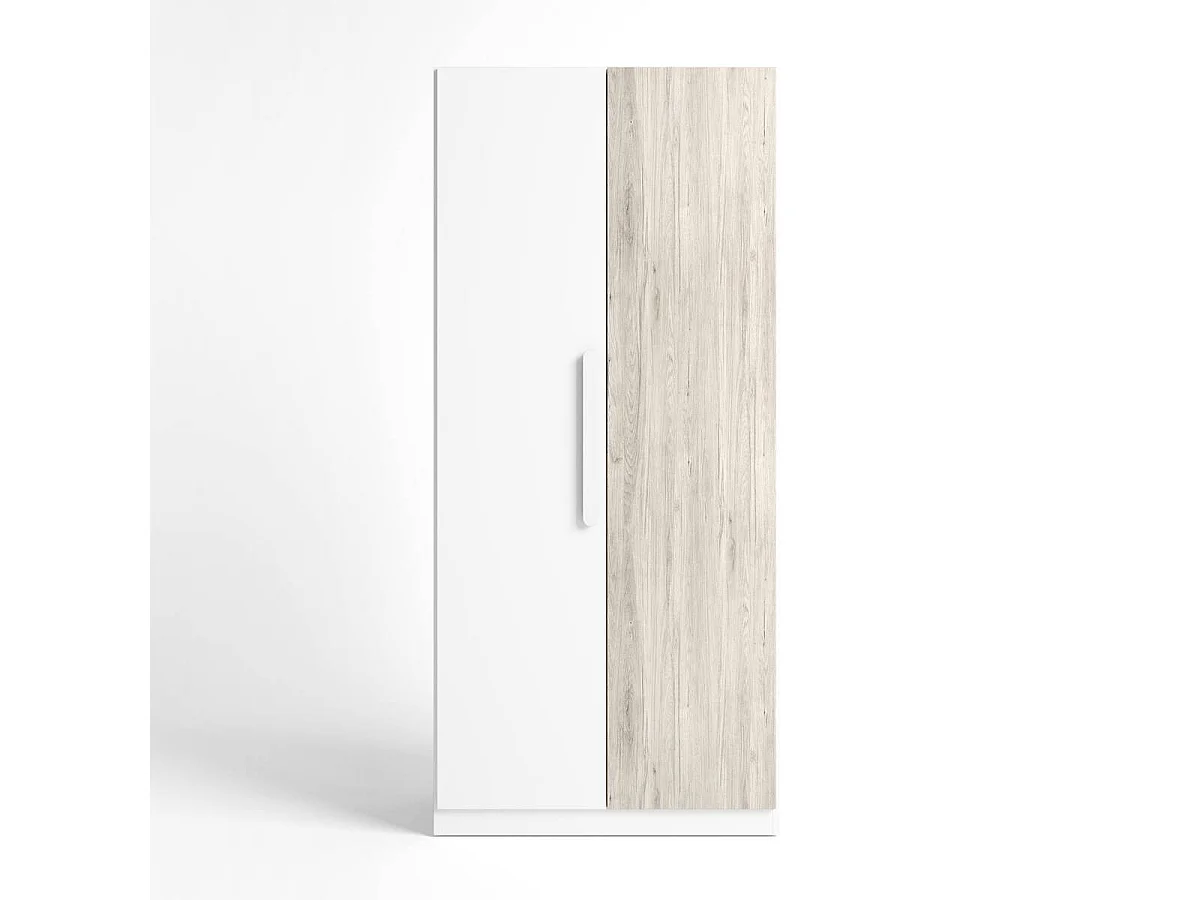 Armario juvenil de dos puertas ESTELLE. Color sahara y blanco mate 90x52,6x200,5 cm