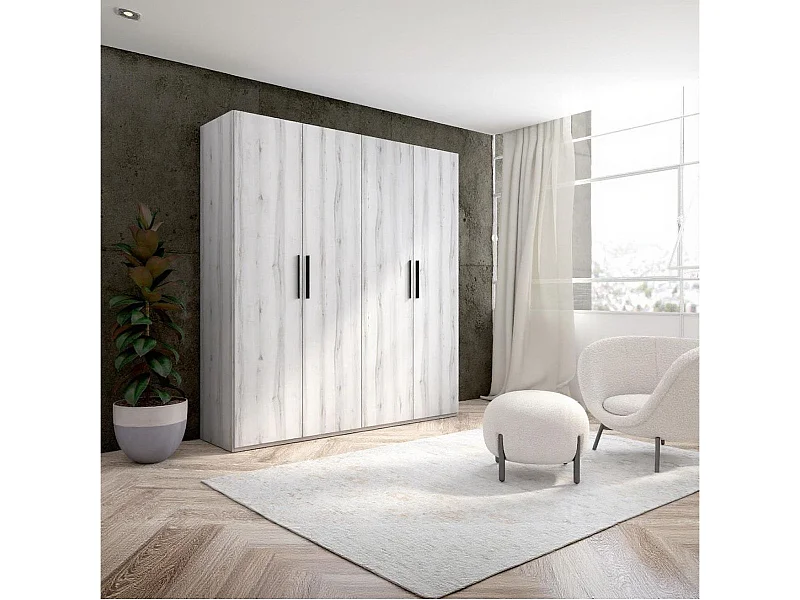 Armario Lido 4 puertas abatibles blanco 197,5x181,4x52,6 cm