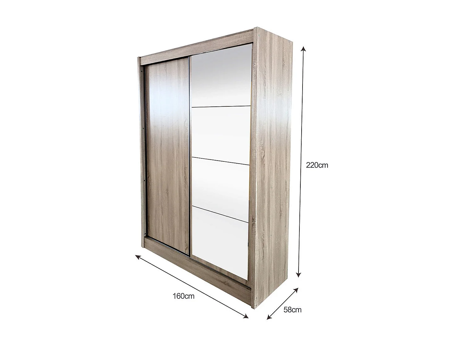 Armario Marbella 2 puertas correderas cambria 220x160x58 cm