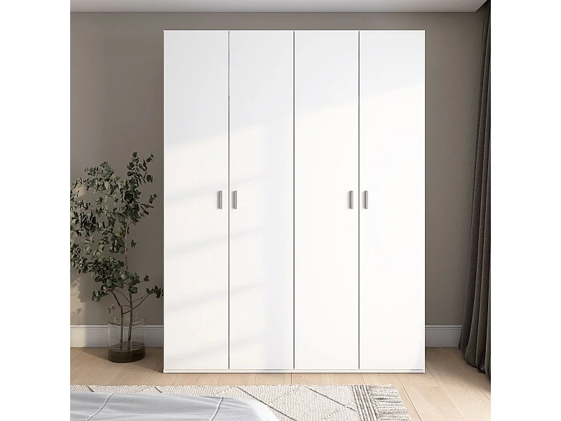 Armario River 4 puertas abatibles blanco mate 197,5x150,4x52,6 cm