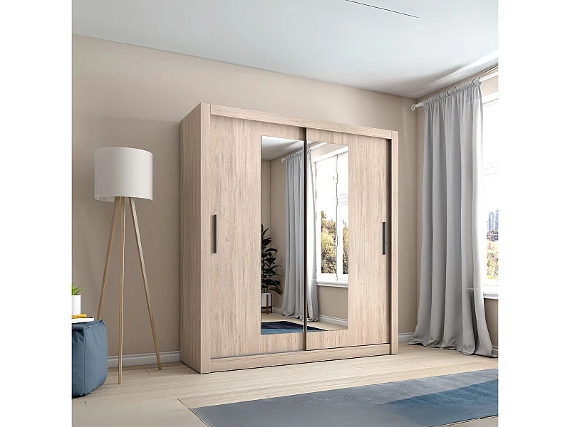 Armario Sava 2 puertas correderas + espejo sahara 201x182x58,7 cm