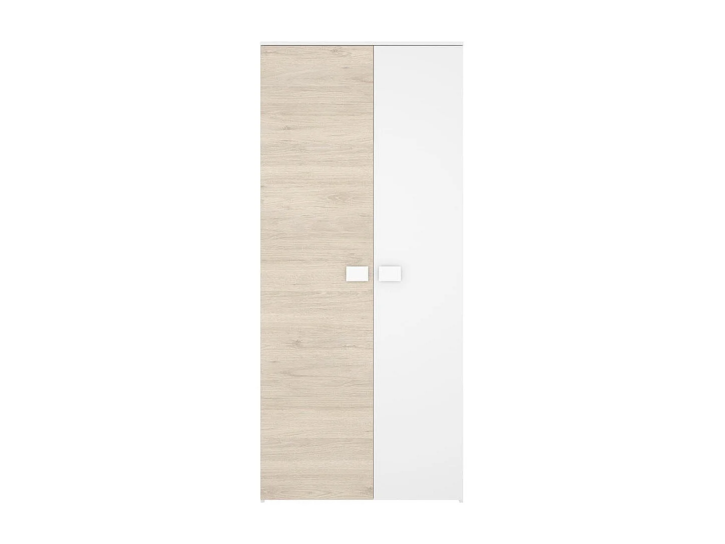 Armario Dina 2 puertas + barra para colgar + estantes blanco/natural 205x90x52 cm