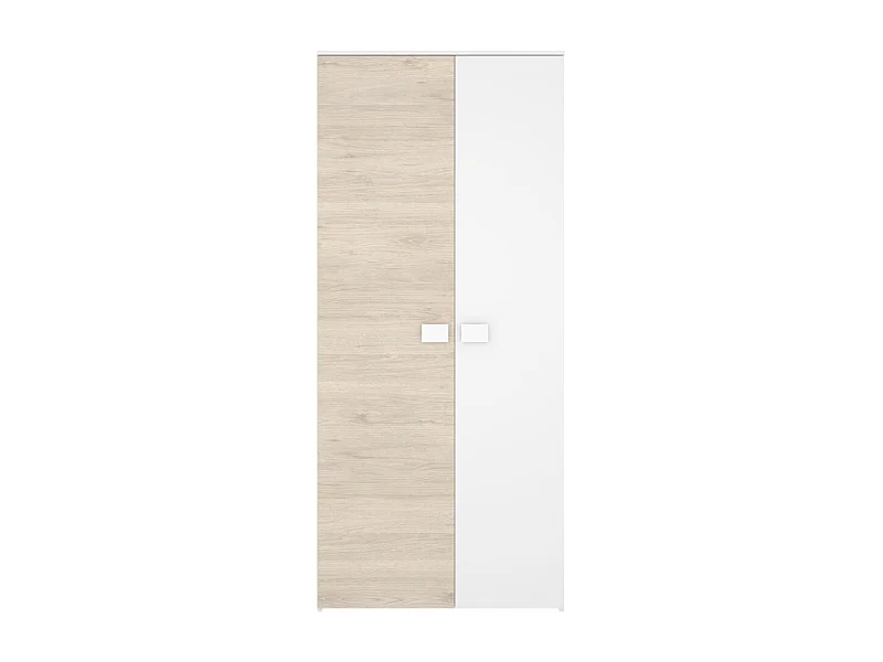 Armario Dina 2 puertas + barra para colgar + estantes blanco/natural 205x90x52 cm