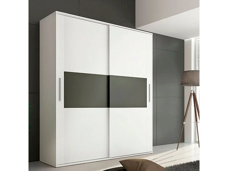Armario Cabra 2 puertas correderas blanco/grafito 207,6x180x55 cm