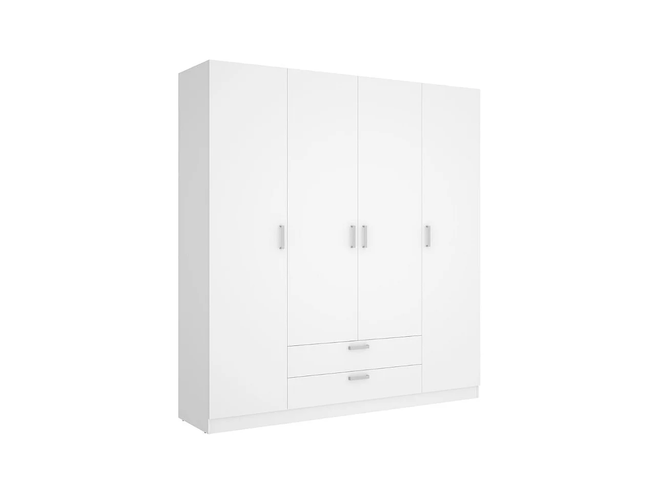 Armario Maxi 4 puertas + barra + 2 cajones + 9 compartimentos blanco 215x200x52 cm