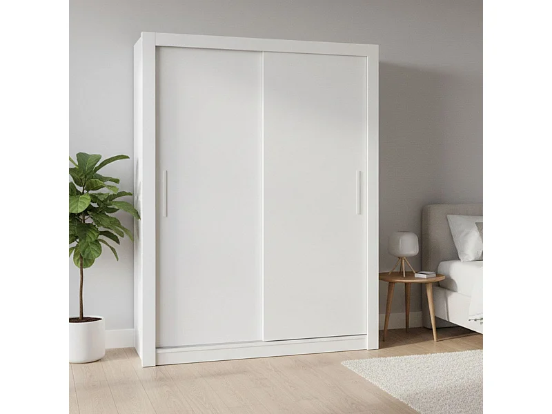 Armario Sava 2 puertas correderas blanco mate 201x150,5x58,7 cm