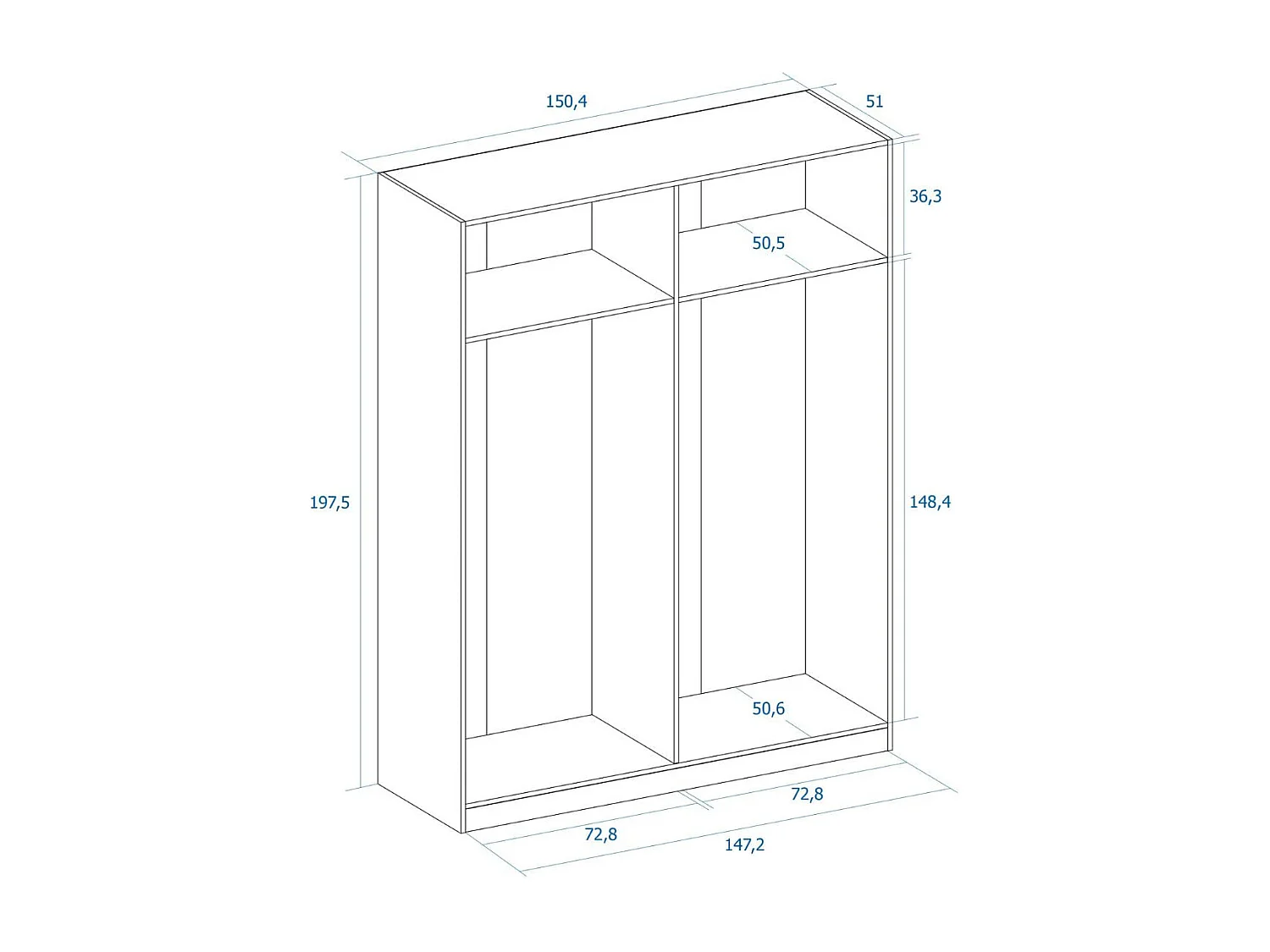 Armario River 4 puertas abatibles sahara 197,5x150,4x52,6 cm
