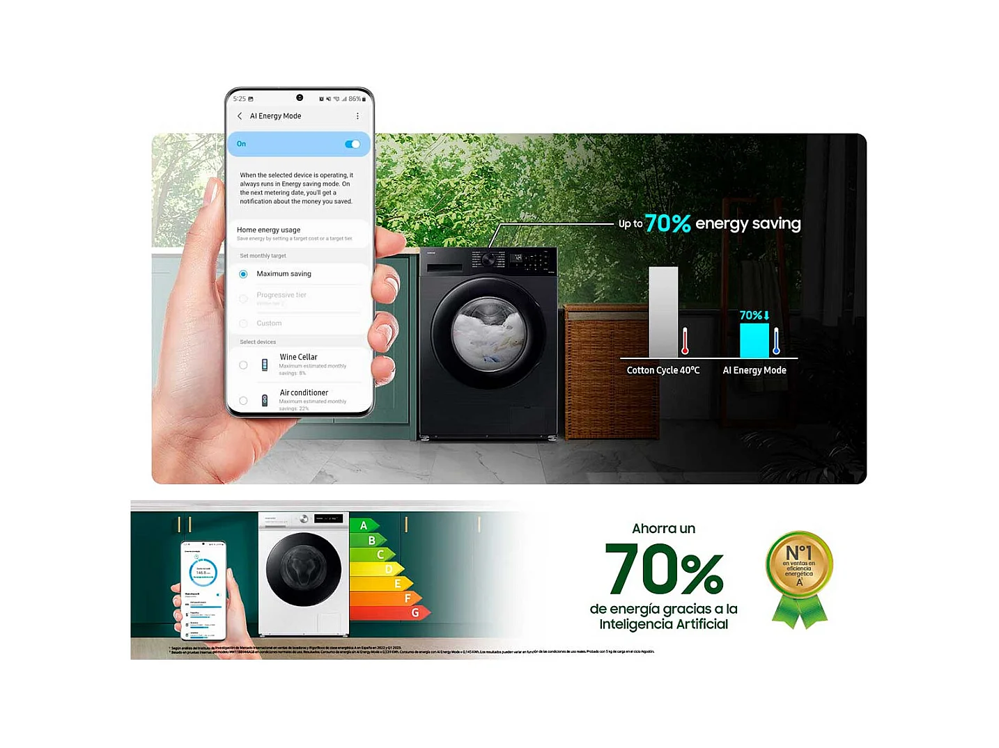 Lavadora de carga frontal Samsung Ecobubble WW80CGC04DTHEC 8kg 1400 rpm A blanco 85 cm