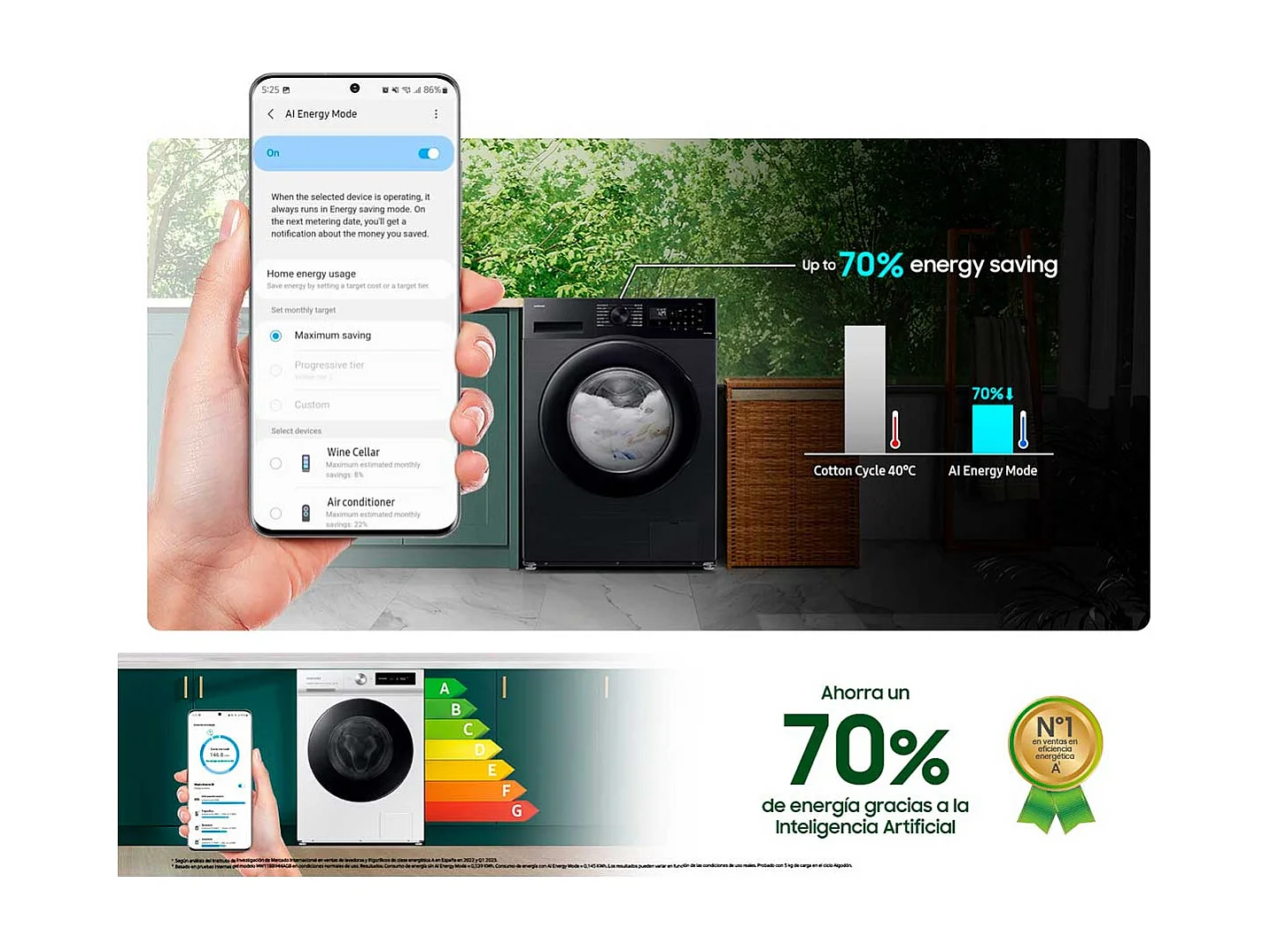 Lavadora de carga frontal Samsung Ecobubble WW80CGC04DTHEC 8kg 1400 rpm A blanco 85 cm