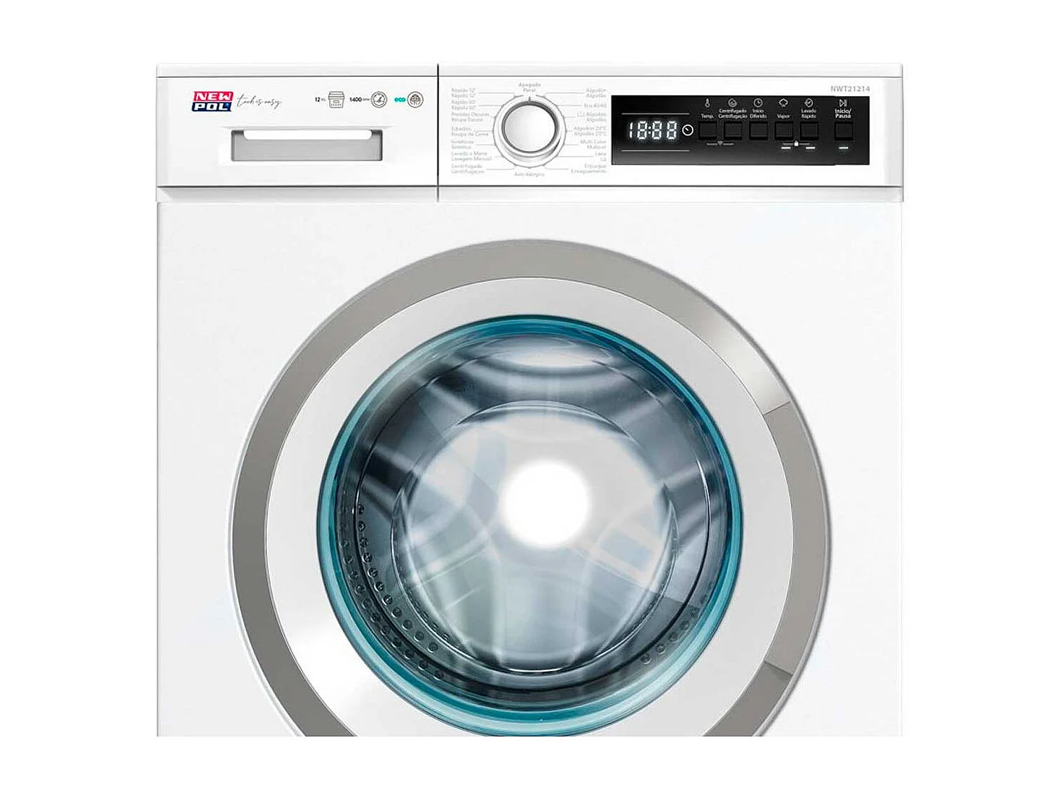 Lavadora New Pol NWT21214 12kg 1400 rpm WiFi motor Digital Drive A blanco 84,5 cm