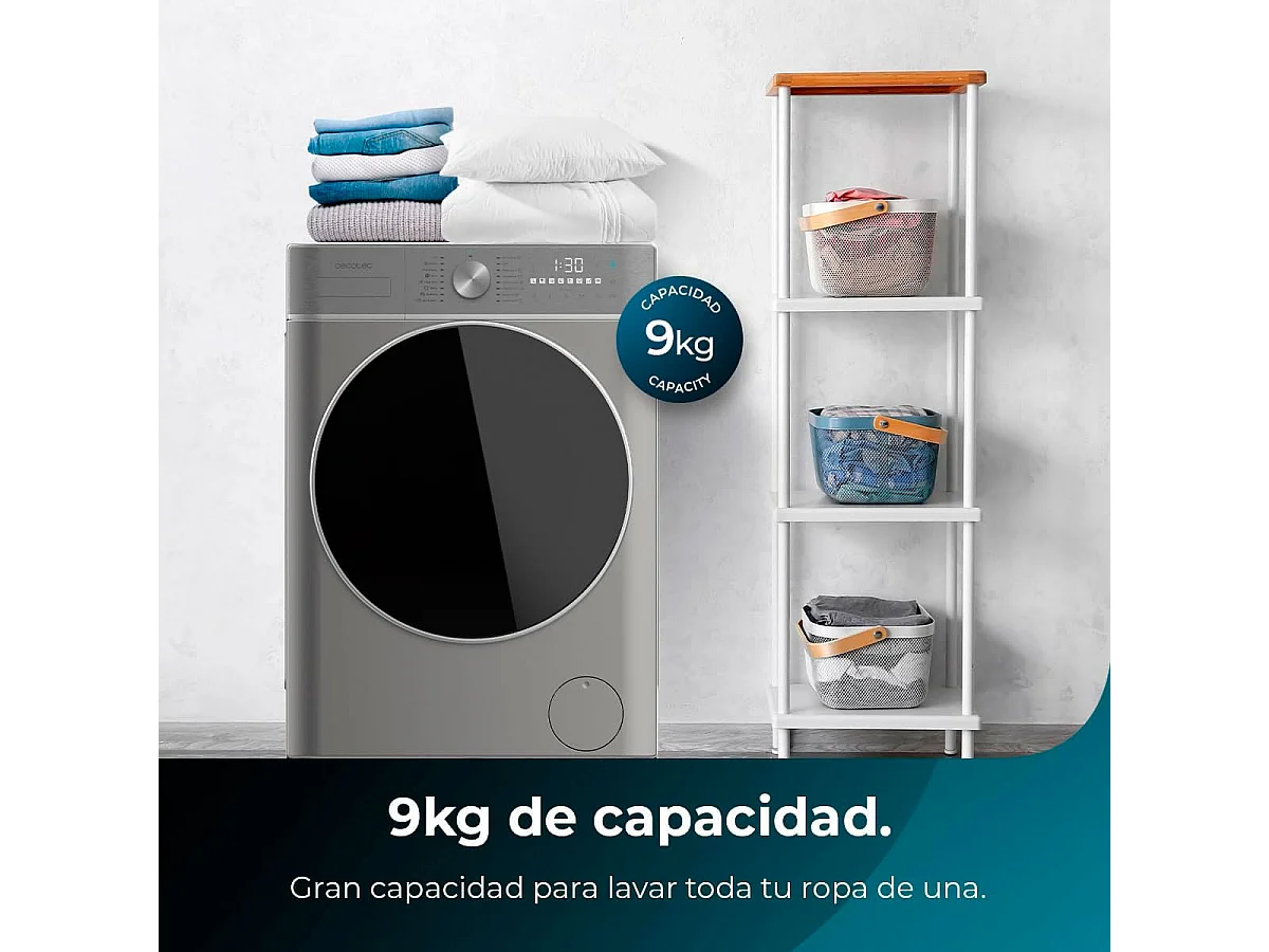 Lavadora Cecotec Bolero DressCode 9800 Inverter Steel A 9kg 1400 rpm 16 programas A inox 85 cm