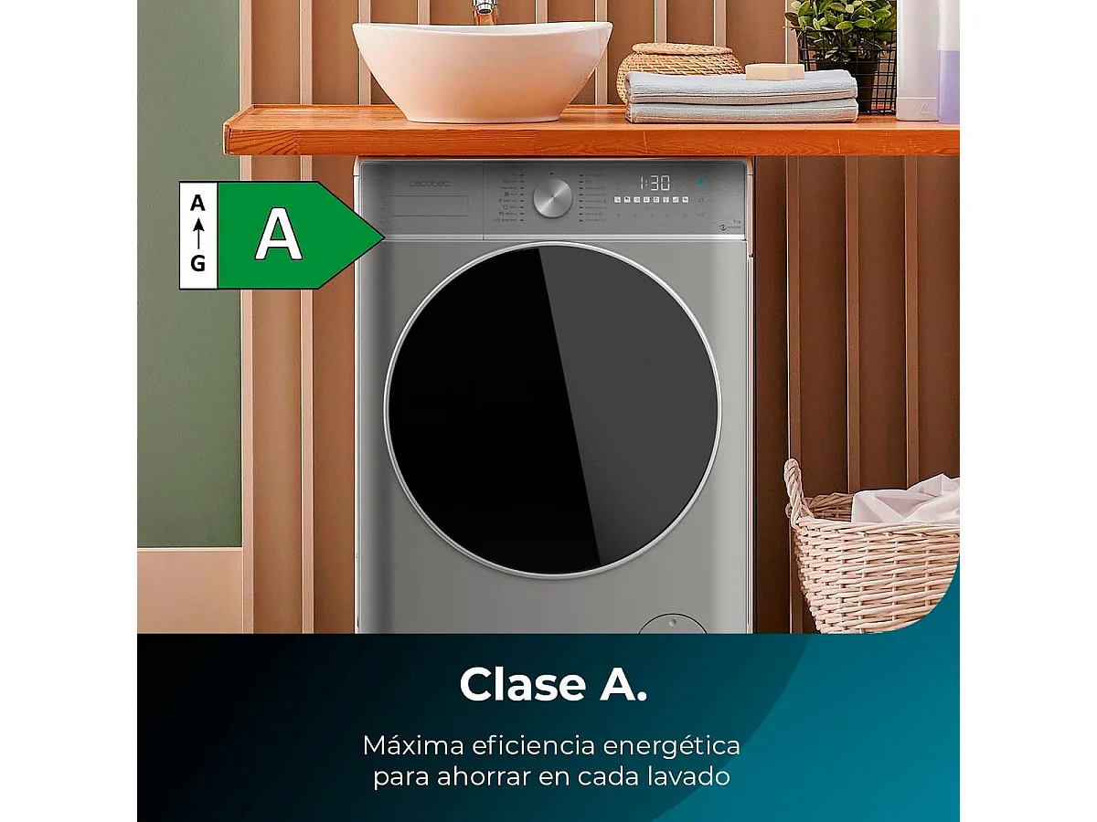 Lavadora Cecotec Bolero DressCode 9800 Inverter Steel A 9kg 1400 rpm 16 programas A inox 85 cm