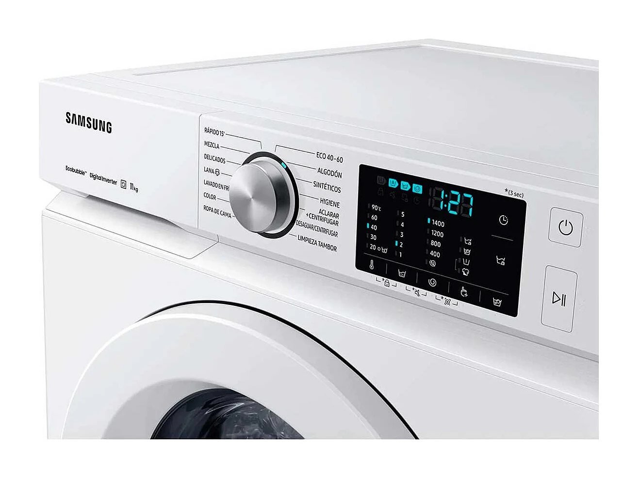 Lavadora Bespoke Ecobubble Samsung 11kg 1400 rpm A blanco 85 cm