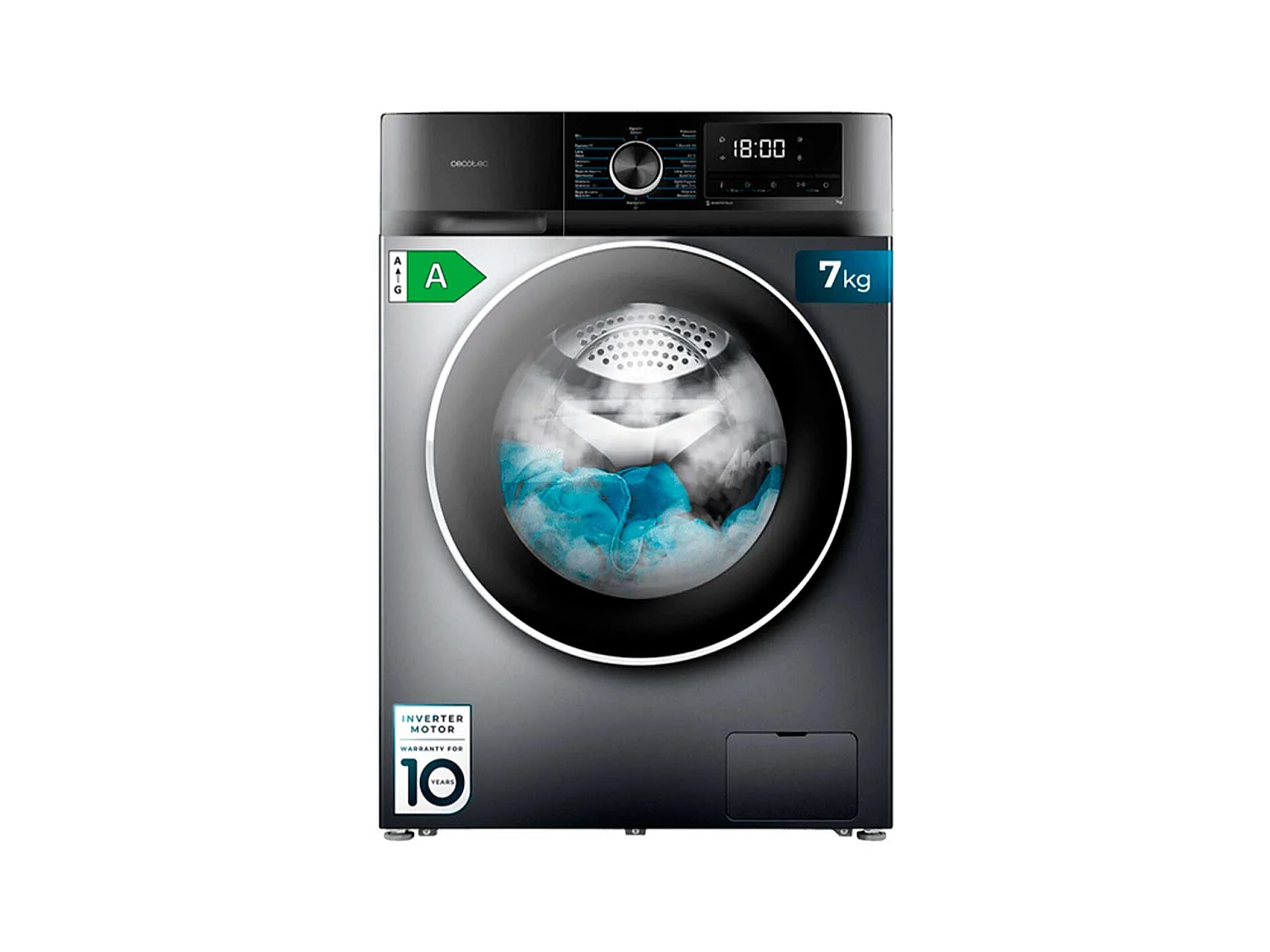 Lavadora Cecotec Bolero Dresscode 7500 Inverter A 7kg 1400 rpm A inox 85 cm