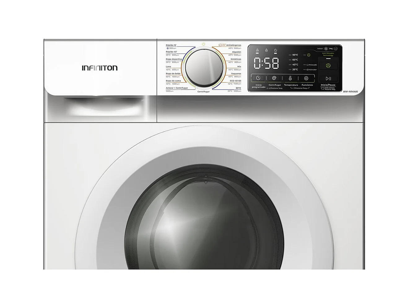Lavadora Infiniton WM-N94ABE 9kg 1400 rpm 15 programas A blanco 59,5 cm