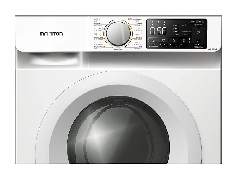 Lavadora Infiniton WM-N94ABE 9kg 1400 rpm 15 programas A blanco 59,5 cm