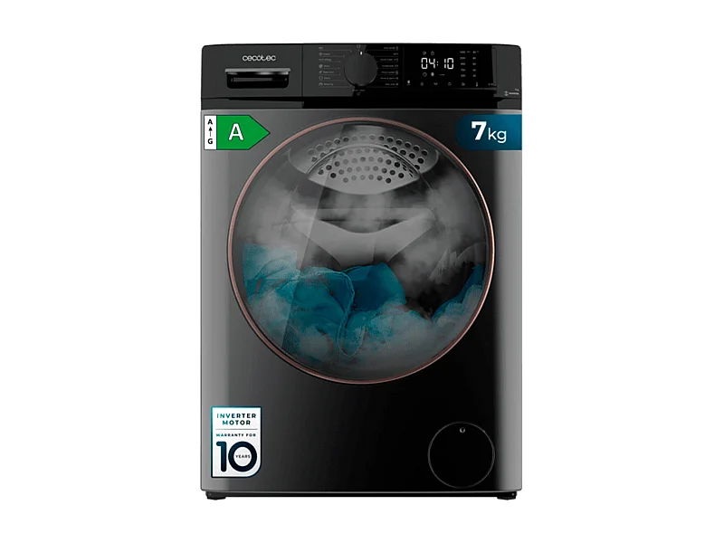 Lavadora Cecotec DressCode 7610 Inverter Steel A 7kg 1400 rpm Motor Inverter Plus A gris 85 cm