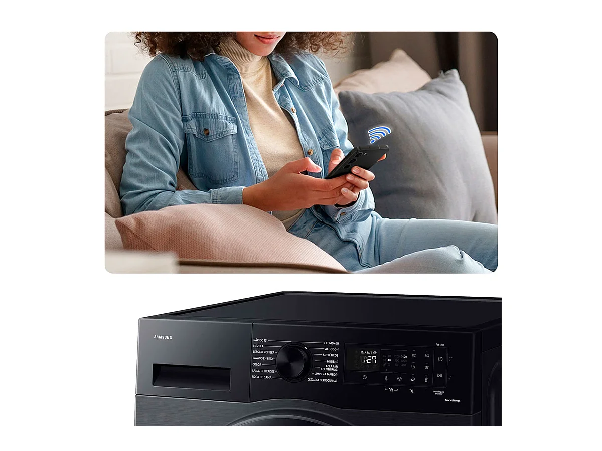 Lavadora de carga frontal Samsung WW90CGC04DABEC 9kg 1400 rpm Smart Things 13 programas A negro 85 cm