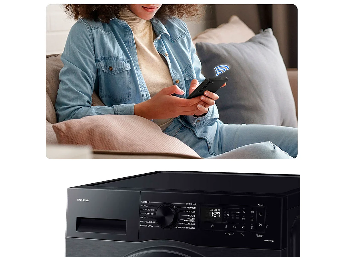 Lavadora de carga frontal Samsung WW90CGC04DABEC 9kg 1400 rpm Smart Things 13 programas A negro 85 cm