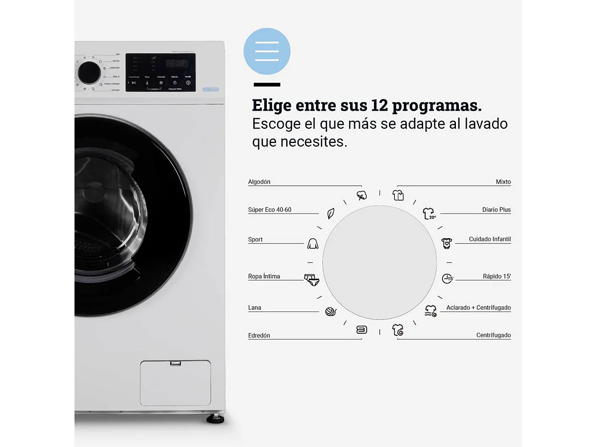 Lavadora Ibiza 6007W Universal Blue 7kg 1200 rpm E blanco 85 cm