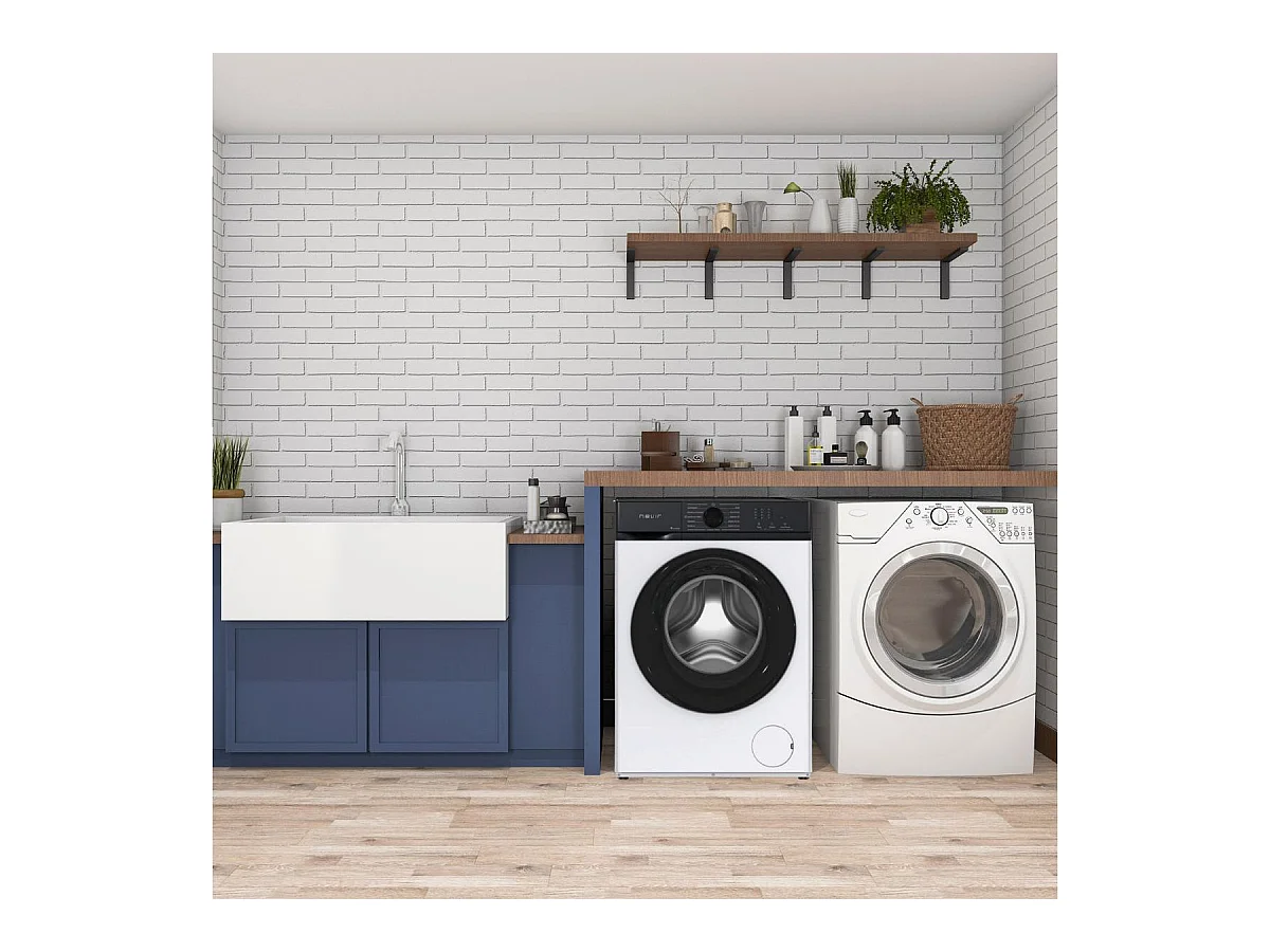 Lavadora carga frontal Nevir NVR-WMFL1283INA-SD 8kg 1200 rpm 12 programas blanco/negro 59,8 cm