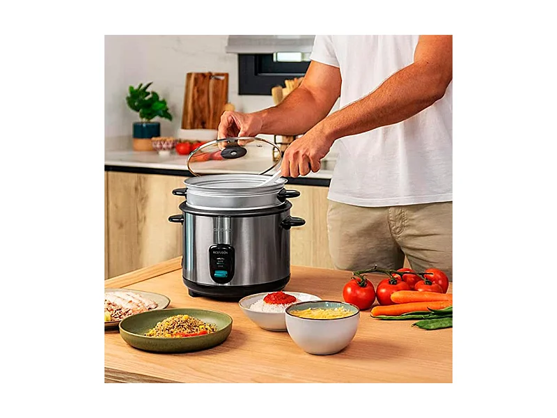 Arrocera eléctrica Cecotec RiceFusion 7000 Inox 700W 1,8L inox/negro