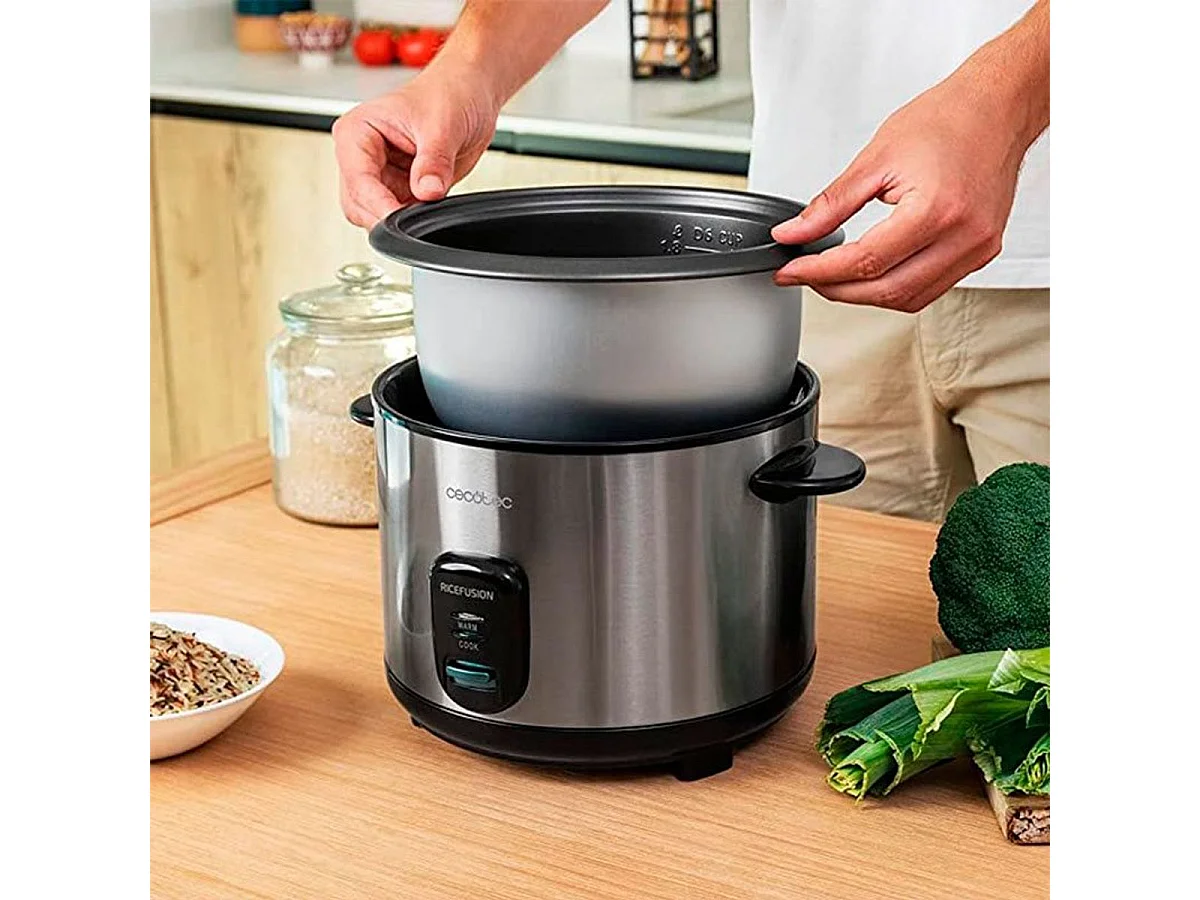 Arrocera eléctrica Cecotec RiceFusion 7000 Inox 700W 1,8L inox/negro