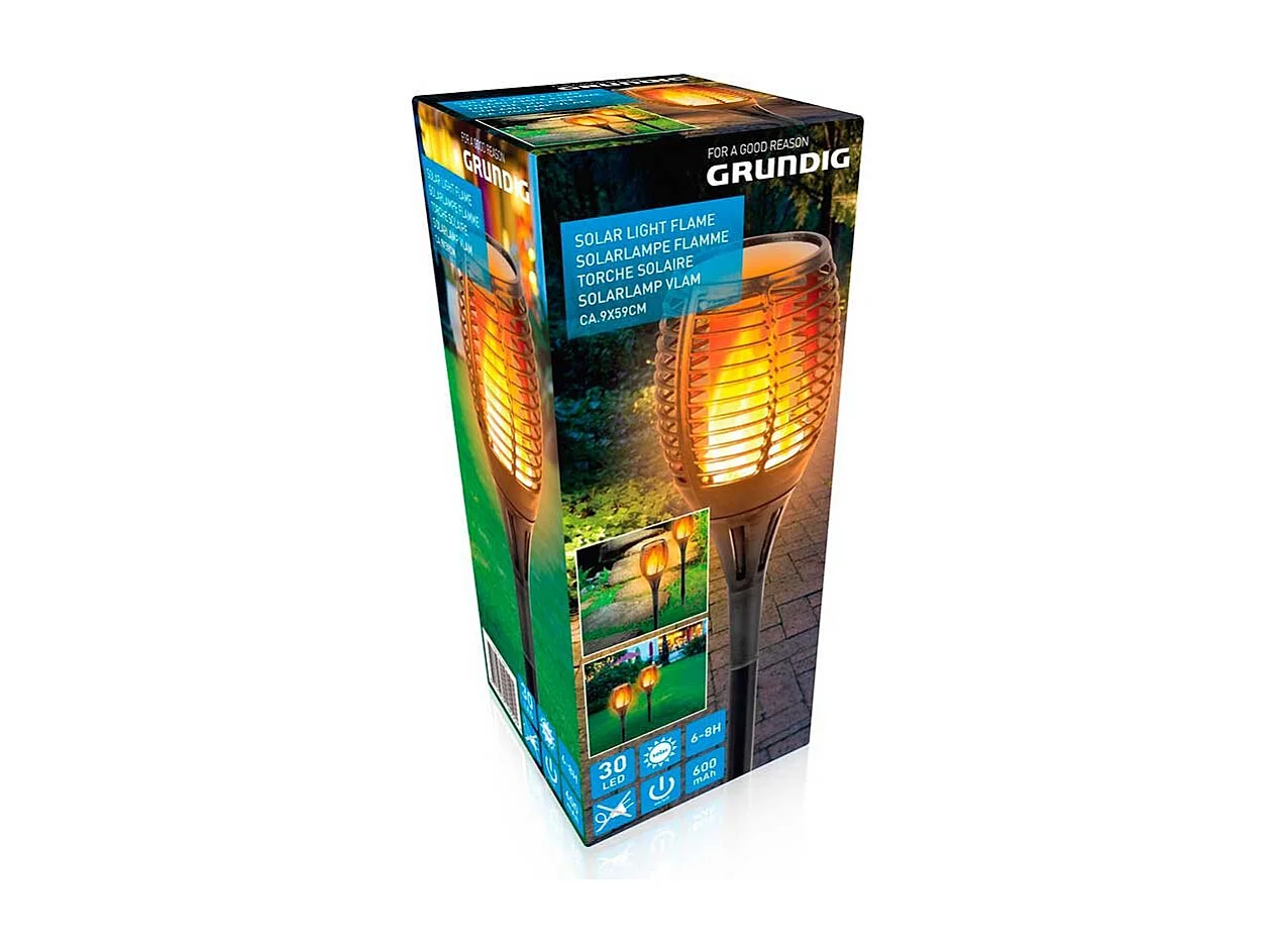 Antorcha solar Grundig 600mAh 30 LED negro Ø9x59 cm