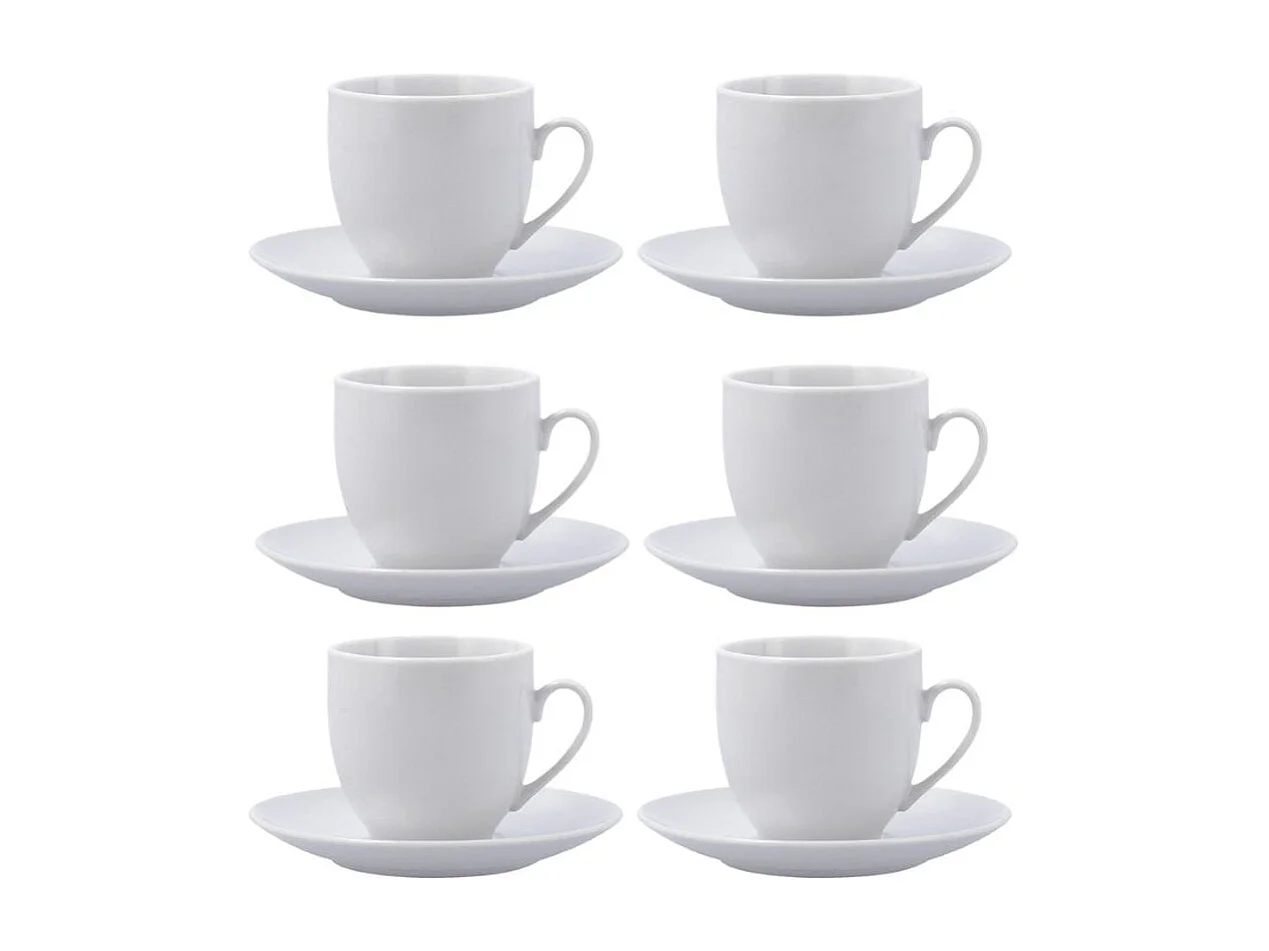 Pack de 6 tazas New Renova Quid con plato porcelana blanco 20cl