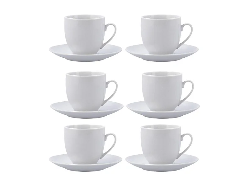 Pack de 6 tazas New Renova Quid con plato porcelana blanco 20cl