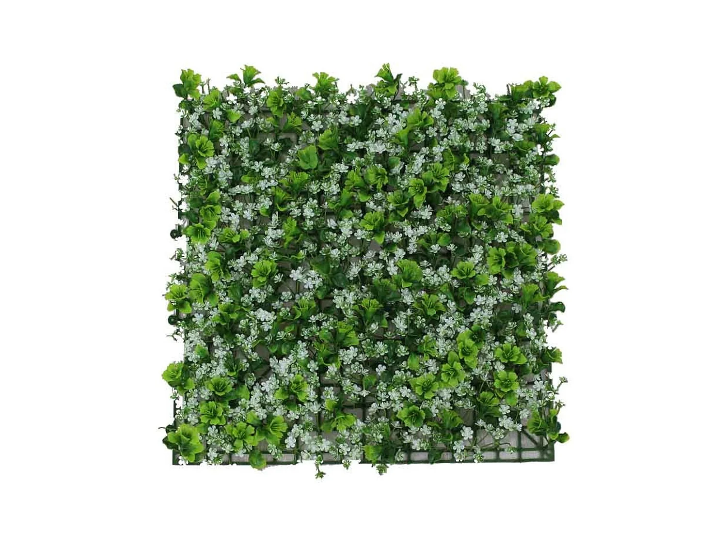 Pack de 4 planchas de jardín vertical artificial con flores verde/blanco
