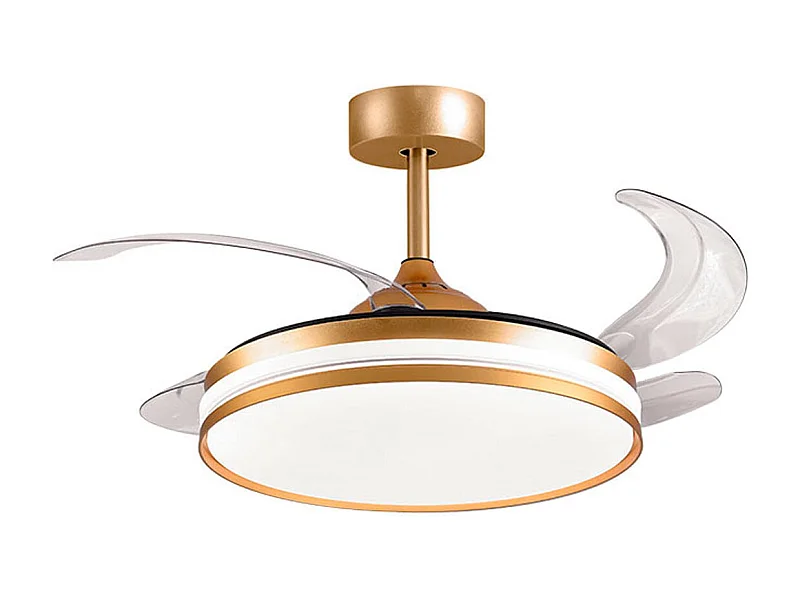 Ventilador de techo Kepler Bel Air 72W aspas retráctiles mando a distancia oro Ø108 cm