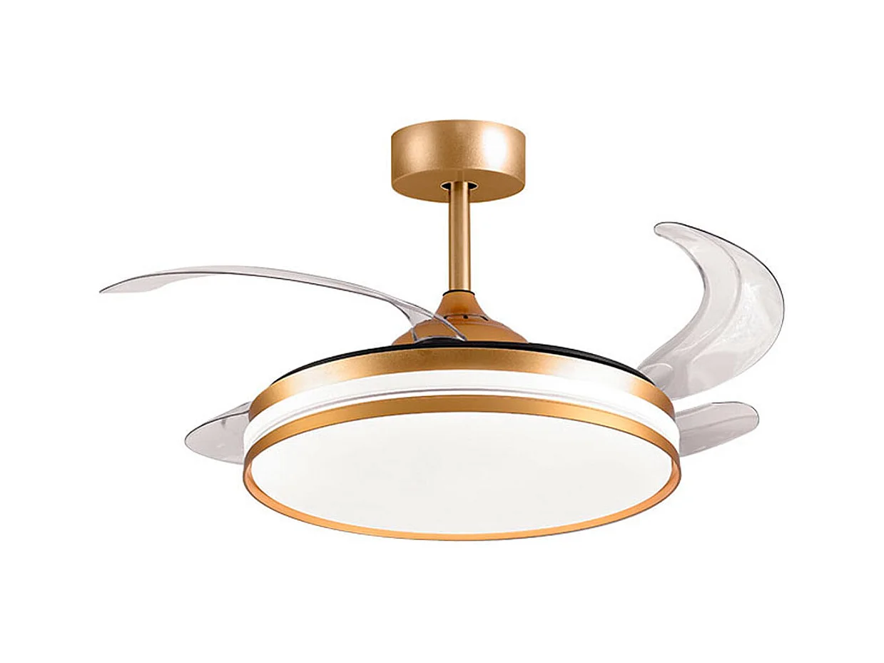Ventilador de techo Kepler Bel Air 72W aspas retráctiles mando a distancia oro Ø108 cm