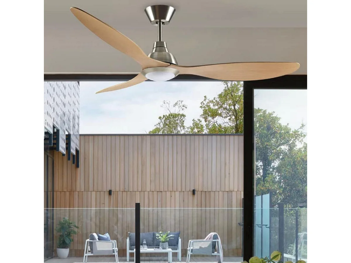 Ventilador de techo Delfos Bel Air 20W 3 aspas mando a distancia marrón claro Ø132 cm