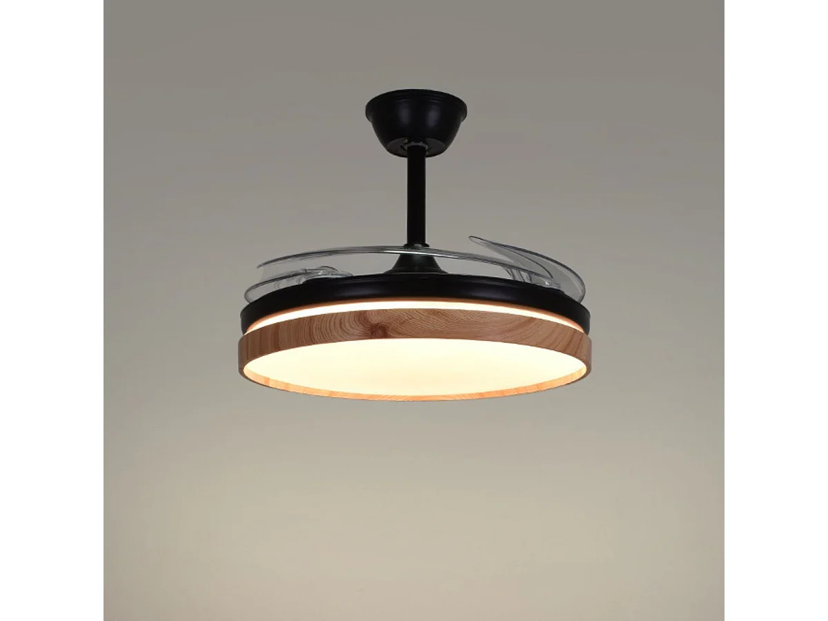 Ventilador de techo Cosmos Mini Bel Air 48W 4 aspas retráctiles negro/madera Ø91 cm