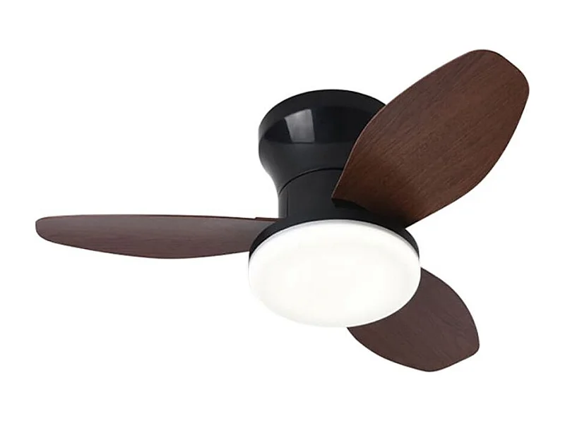 Ventilador de techo Tauro Mini Bel Air 48W 3 aspas con luz LED negro/cerezo Ø70 cm