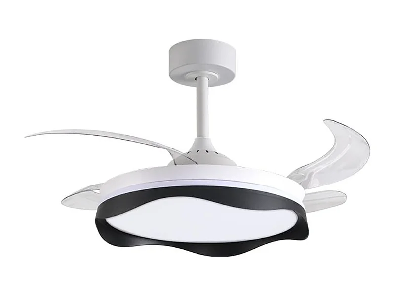 Ventilador de techo Olas Bel Air 72W 4 aspas retráctiles con luz LED negro Ø108 cm