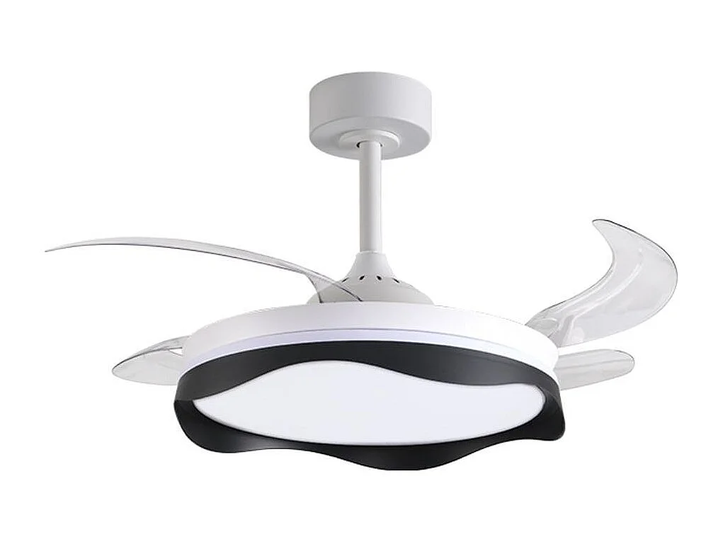 Ventilador de techo Olas Bel Air 72W 4 aspas retráctiles con luz LED negro Ø108 cm