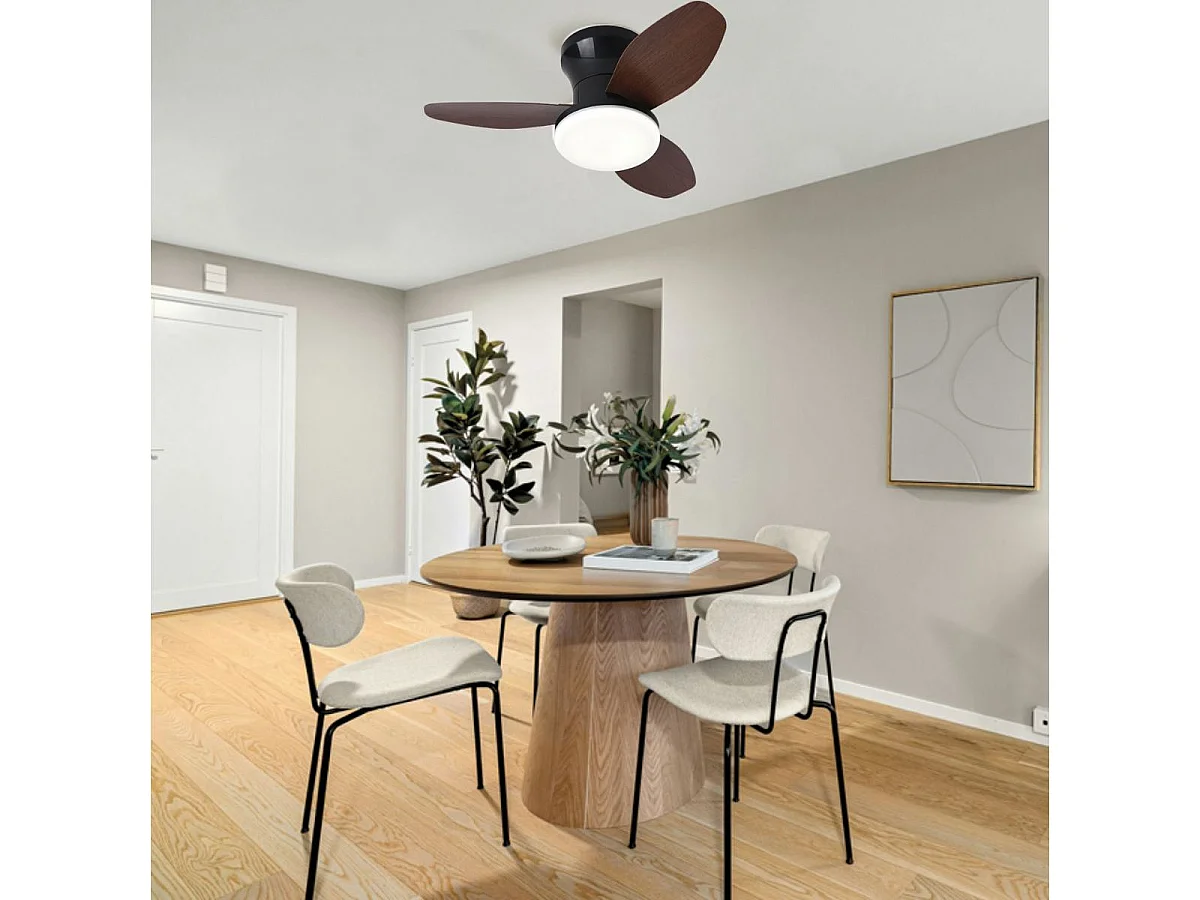 Ventilador de techo Tauro Bel Air 48W 3 aspas con luz LED negro/haya Ø85x18 cm