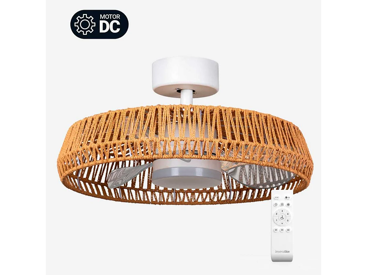 Ventilador de techo Belat 7022WR Universal Blue 55W diseño de tulipa natural Ø60 cm