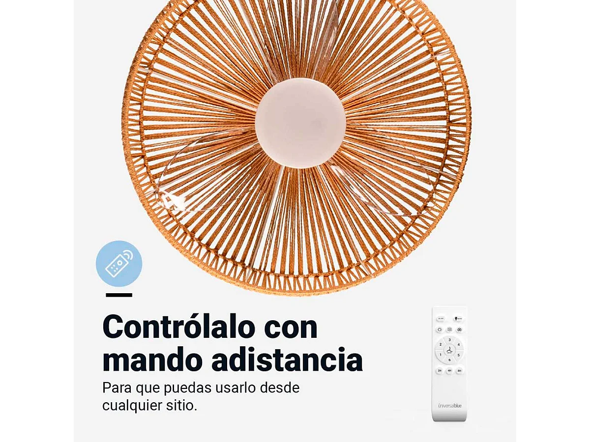 Ventilador de techo Belat 7022WR Universal Blue 55W diseño de tulipa natural Ø60 cm