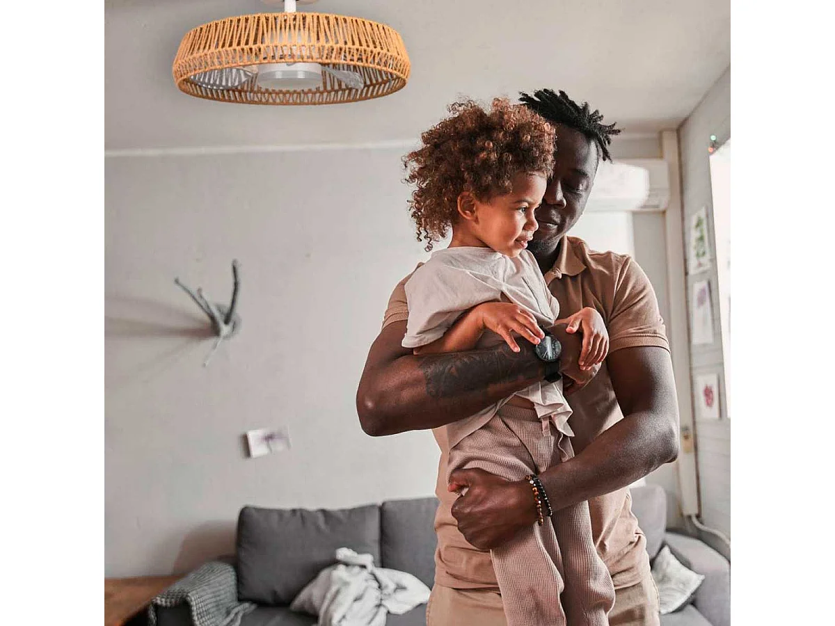 Ventilador de techo Belat 7022WR Universal Blue 55W diseño de tulipa natural Ø60 cm