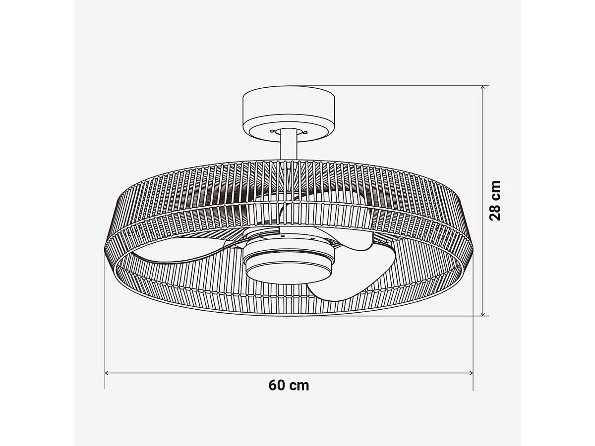 Ventilador de techo Belat 7022WR Universal Blue 55W diseño de tulipa natural Ø60 cm