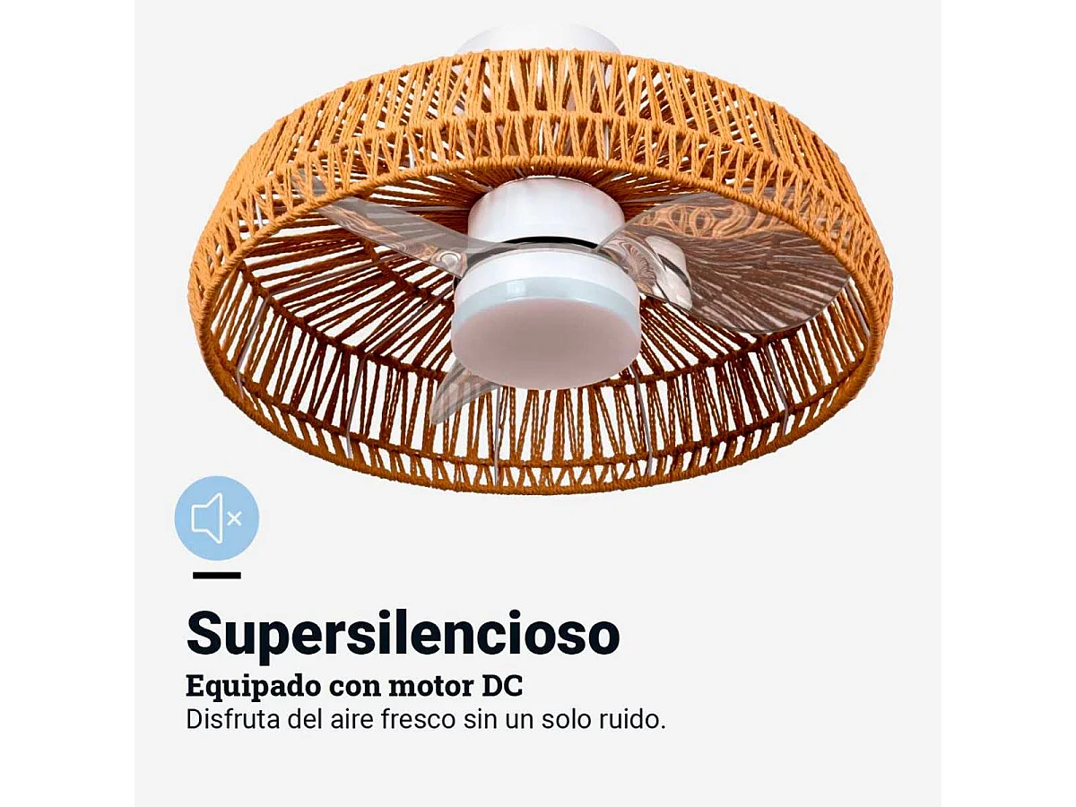 Ventilador de techo Belat 7022WR Universal Blue 55W diseño de tulipa natural Ø60 cm