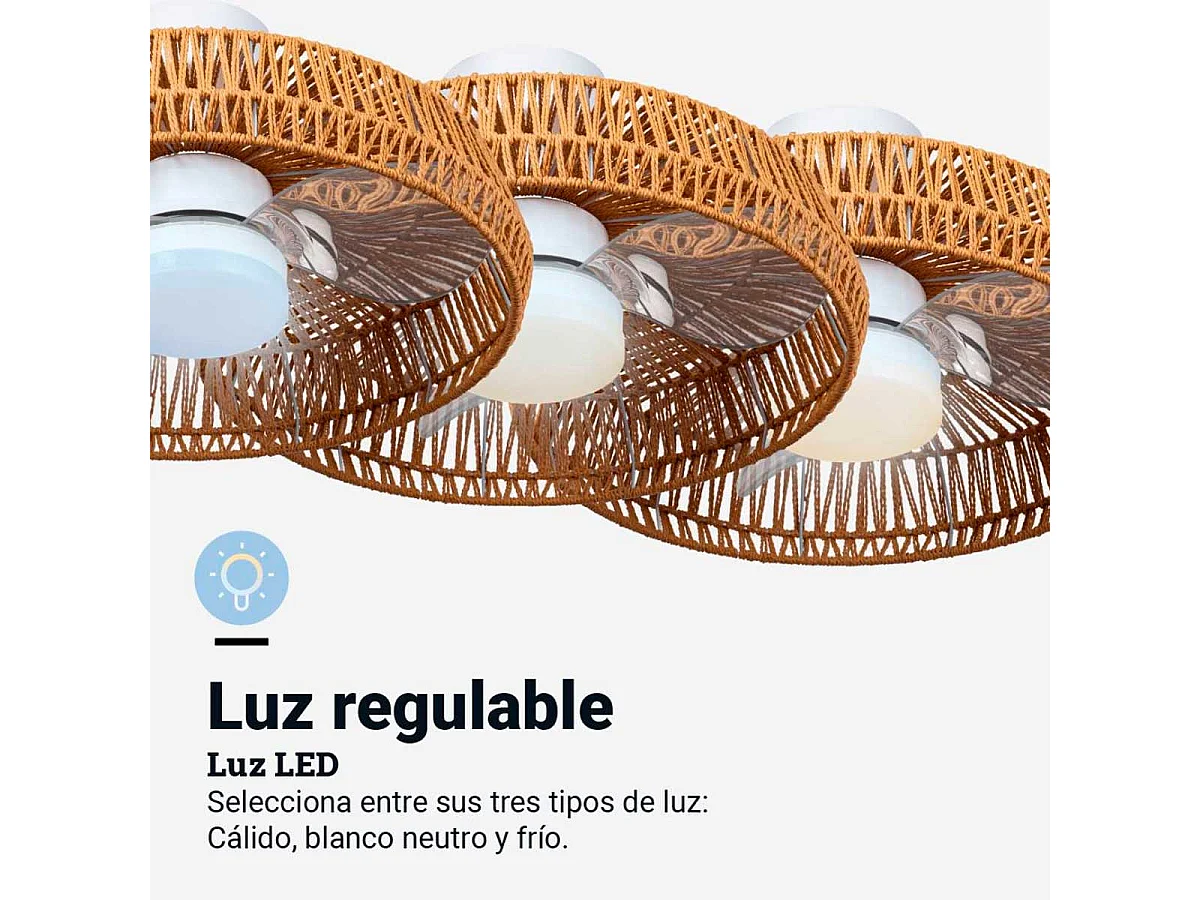 Ventilador de techo Belat 7022WR Universal Blue 55W diseño de tulipa natural Ø60 cm