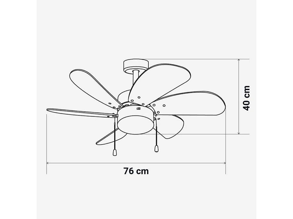 Ventilador de techo Geneva 6030W Universal Blue 50W 6 aspas reversibles blanco/natural Ø76 cm