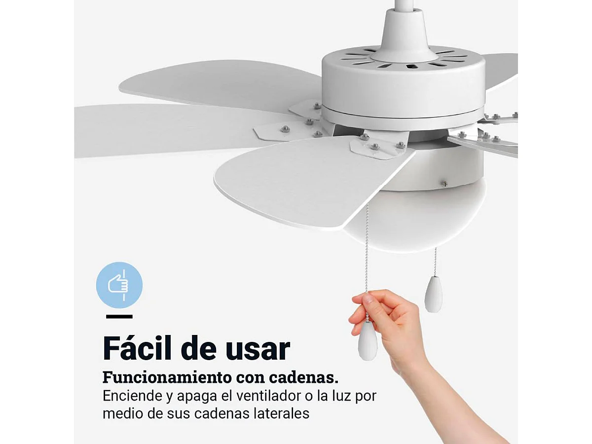 Ventilador de techo Geneva 6030W Universal Blue 50W 6 aspas reversibles blanco/natural Ø76 cm
