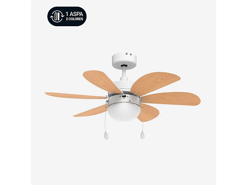 Ventilador de techo Geneva 6030W Universal Blue 50W 6 aspas reversibles blanco/natural Ø76 cm