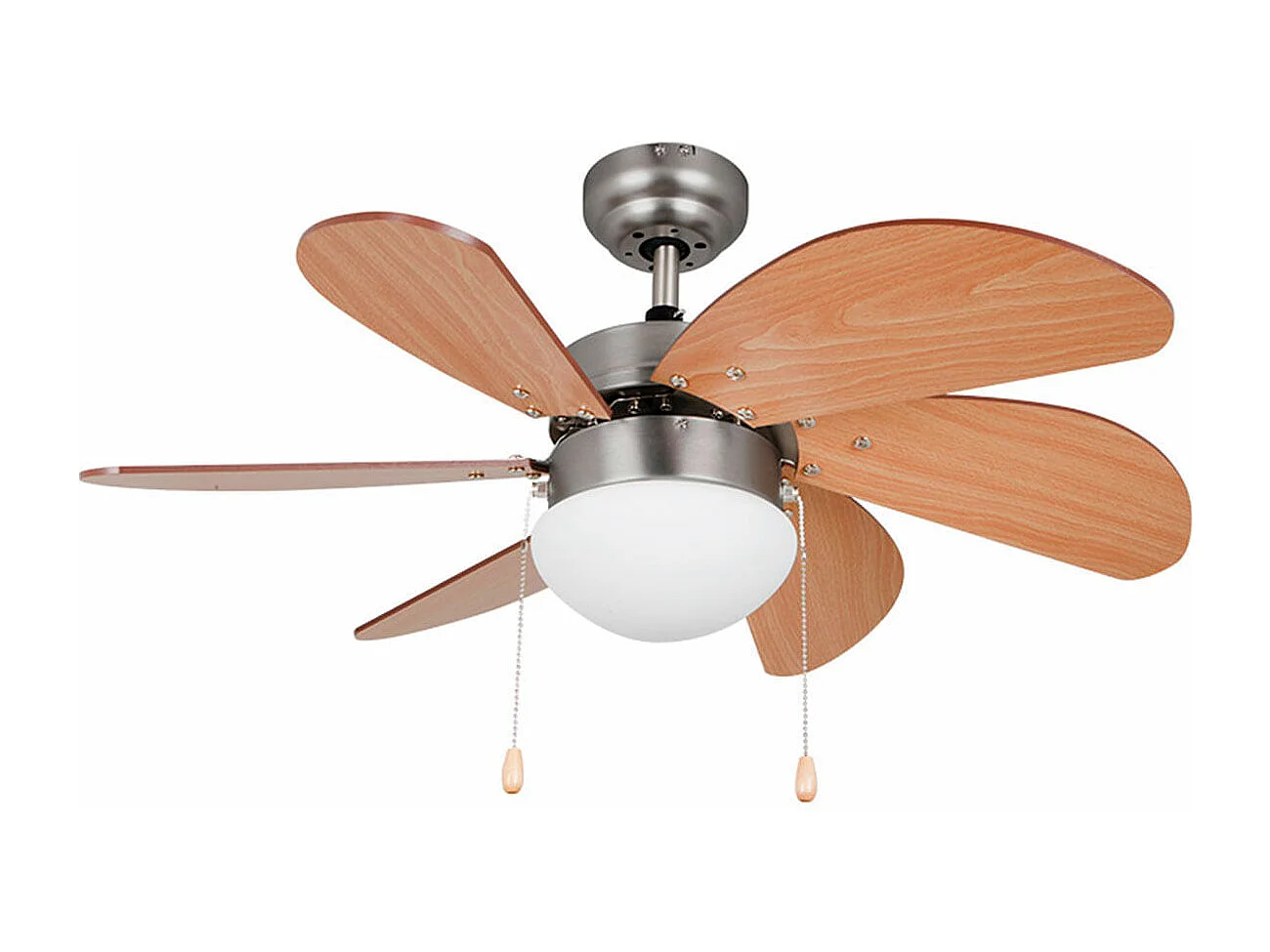 Ventilador de techo Orbegozo CP 15075 N 6 aspas 5W función verano/invierno madera Ø80 cm